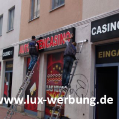 montage mit arbeitsbühne Leuchtbuchstabe 3D LED Profilbuchstabe Leuchtreklame Leuchtwerbung, Metallbuchstaben & Wandbuchstaben beleuchtete +Schriftzug Außenwerbung 
