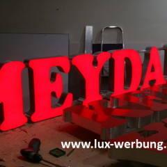 MEYDAN Leuchtreklame Lichtreklame Leuchtwerbung Außenwerbung Leuchtbuchstaben Reliefbuchstaben
Profilbuchstaben 3D LED Einzelbuchstaben LED Dioden Fassadenwerbung Werbetechnik Berlin LED Beleuchtung Metallbuchstaben Plexibuchstaben Acrylbuchstaben Werbeanlagen Werbeträger  Gravurkasten Dibondkasten dekupierte Buchstaben Leuchtkasten Acrylbuchstaben
